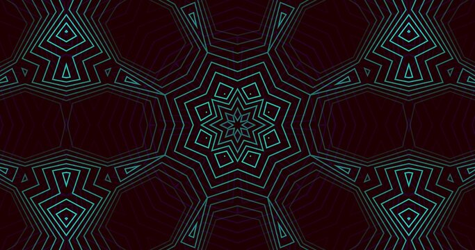 Displaying central star motif in vector wallpaper with concentric-rings, teal-strokes on burgundy - Powered by Adobe