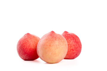 Fresh Ripe Peaches on White Background - Delicious Spring Fruit
