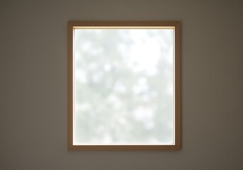 Natural Wood Framed Window Letting in Soft Light Revealing a View of the Outdoors and Peaceful Ambiance