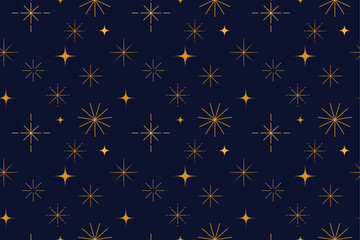 Minimalist Christmas seamless linear stars pattern