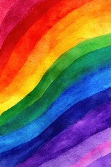 Obraz premium Vibrant Watercolor Rainbow Stripes Abstract Art Background Texture Close-Up Artistic Expression Colorful Design Pride Celebration Symbolism