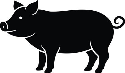 Pig vector illustration, Isolated farm animal graphic