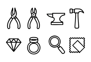 This artwork features a set of simple line drawings showcasing various ocean animals such as sharks, rays, turtles, and dolphins arranged in a neat layout against a white background.