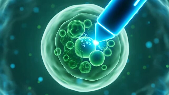 Genetic manipulation of cell nucleus during microinjection in molecular biology