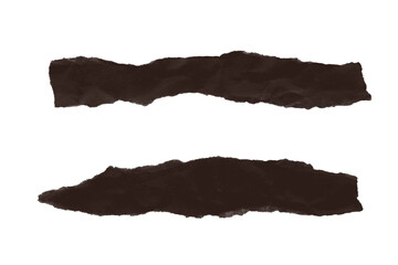 Dark Brown Torn Paper Strips Isolated on White Background for Creative Design