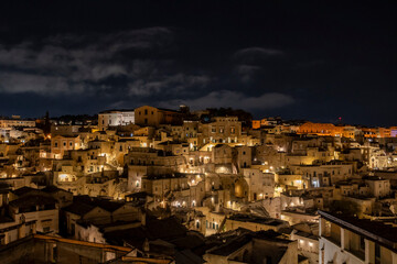 Night view of Matera in Basilicata