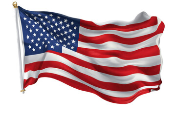 Obraz premium United States flag waving in the wind with vibrant colors against a transparent background highlighting its design and symbolism