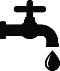 Water tap silhouette. Simple plumbing fixture vector icon.