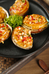 Steamed Abalone with Garlic Vermicelli Noodles - Traditional Asian Seafood Dish