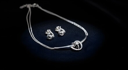 Silver Jewelry Set on Velvet Cloth