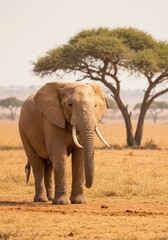 Obraz premium African Elephant Walks Plains