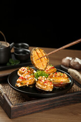 Steamed Garlic Vermicelli with Fresh Abalone Asian Seafood Dish