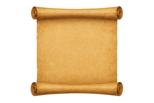 Blank vintage scroll parchment for ancient message or old document, creating a retro display on transparent background - Powered by Adobe