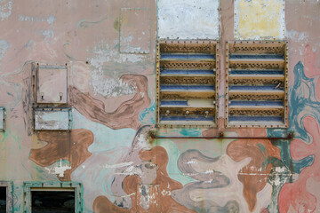 Abstract Peeling Paint Wall with Rusted Metal Ventilation Grille