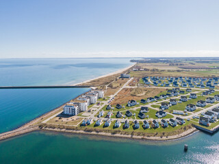 Aerial Drone View of Olpenitz Harbor - Luxury Holiday Homes & Marina on Baltic Sea Coastline