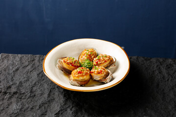 Steamed Abalone with Garlic Vermicelli Noodles Chinese Seafood Dish