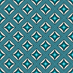 Geometric Linear Tile Pattern with Retro Flair in Teal Tones