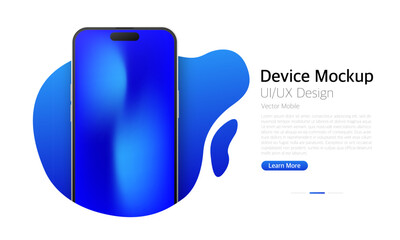 Realistic Smartphone Mockup. Device UI, UX mockup. Presentation template. Mobile phone frame with blank display. 3d realistic cell phone. Vector illustration.