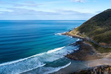 Lorne scenic Beach from Teddys Lookout along the Great Ocean Road, Australia