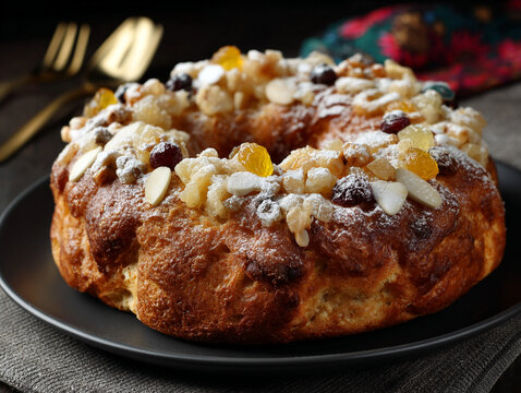 Rosc&oacute;n de reyes is a traditional pastry prepared and served for the Feast of the Three Kings or Epiphany in Spain and Latin American countries.