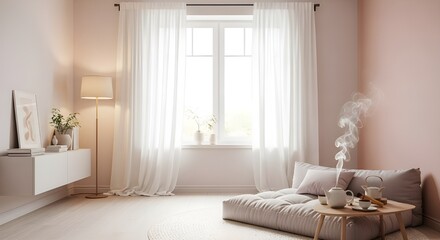 Dreamy Minimal Zen Room with Soft Light