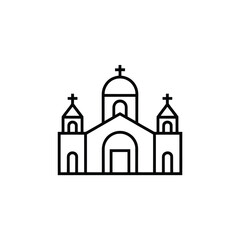 Simple line art icon of a christian church building