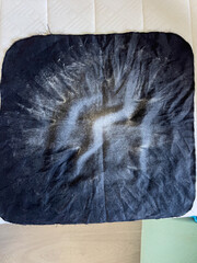 Abstract White Dust or Powder Texture on Dark Fabric Background