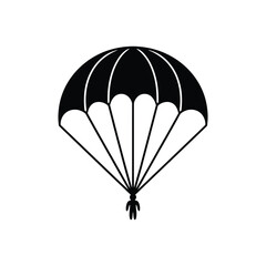 Black silhouette of a parachute open and ready for descent