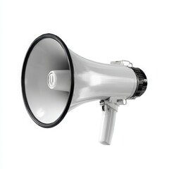 Silver megaphone with handle isolated on white background