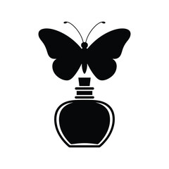 Obraz premium Elegant black silhouette of a perfume bottle with butterfly wings