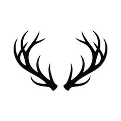 Black silhouette of deer antlers on white background
