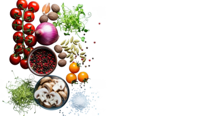 Various fresh vegetables and spices