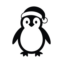 Cute cartoon penguin wearing a santa hat for christmas
