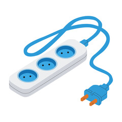 Isometric vector illustration power strip blue