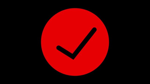 smooth red check mark animation that symbolizes approval, success, or task completion. Perfect for use in mobile apps, websites, tutorials and business presentation