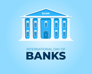 International Day of Banks. 4 December. Holiday concept. Template for background with banner, poster and card. Flat illustration. Jpeg format.