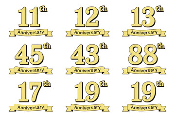 Various numbers representing anniversaries are shown on a white background.