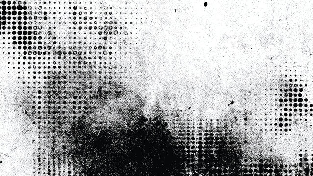 Abstract grunge halftone dot texture background with distressed worn effect isolated on white background, Vector, illustration.