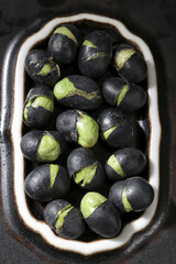 Black Beans with Green Sprouts in Bowl Ready for Cooking