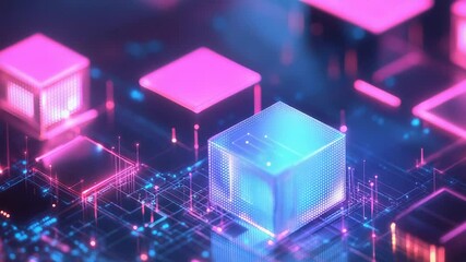 Glowing microchips symbolizing data processing and digital future - Powered by Adobe