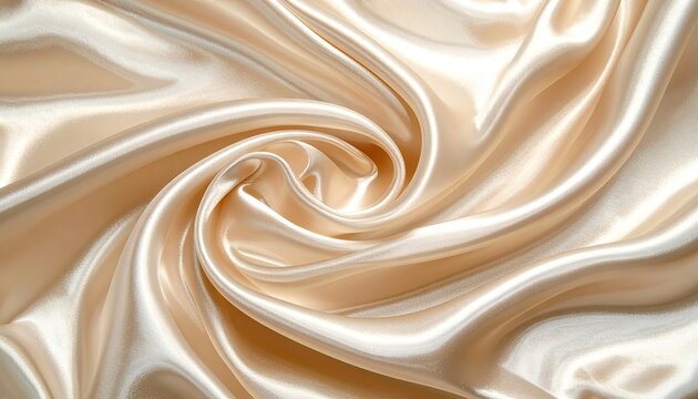 Close Up Abstract Swirl of Light Yellow Satin Fabric in Bright Studio Lighting with Smooth Texture and Elegant Folds Ideal for Backgrounds and Overlays