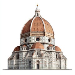 Fototapeta premium Florence Cathedral close up exterior view showcasing architecture and dome design in Italy travel destination