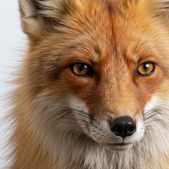 Red Fox Gazes Intently at Camera in Studio