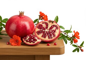 Pomegranate Freshness on Wooden Surface