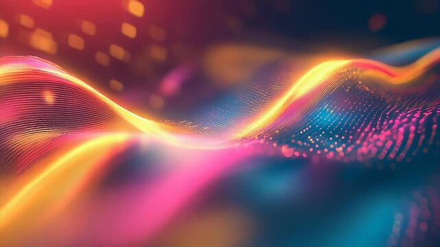 Digital data flowing network connection waves forming abstract