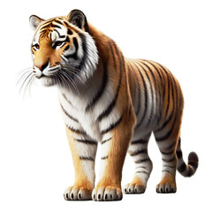 Fototapeta premium Tiger PNG isolated on a Transparent background, Side view, tiger standing full body HD image generated by Ai. 