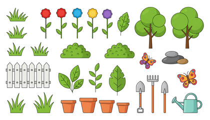 set of gardening icons