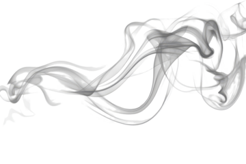 Elegant swirling smoke dances gracefully in shades of gray against a bright background, creating an intriguing visual of fluid motion and texture