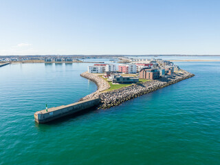Aerial Drone View of Olpenitz Harbor - Luxury Holiday Homes & Marina on Baltic Sea Coastline