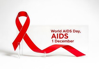 Red ribbon for world aids day, 1 december